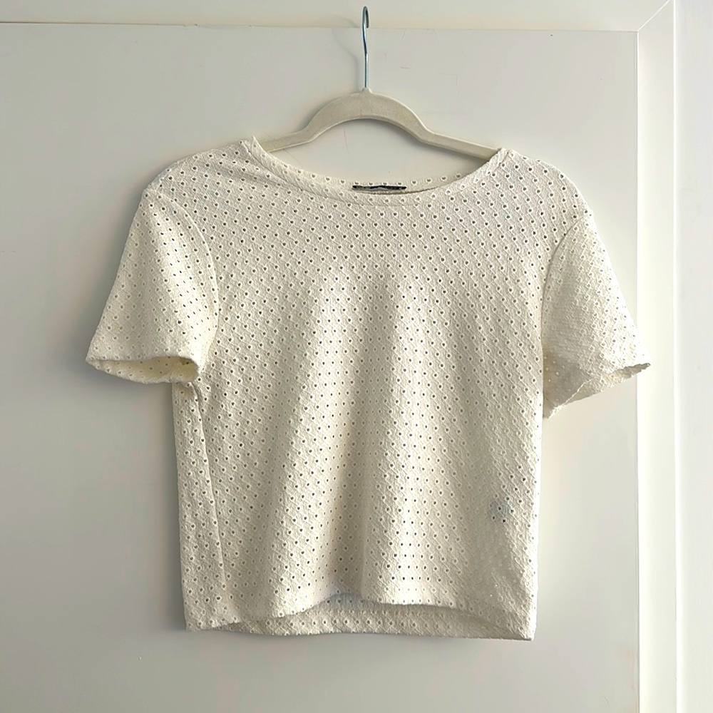 Zara white embroidery top size medium